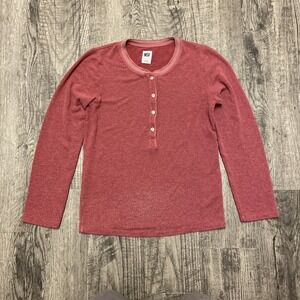 NSF Thermal Knit Long Sleeve Pullover Top Sz Small Pink Casual Crewneck